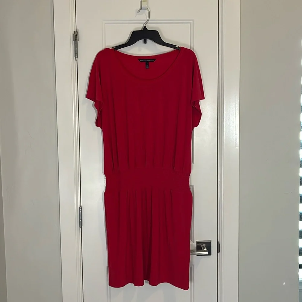 WHBM Smocked Waist Blouson Dress - Red Size L - Picture 4 of 6